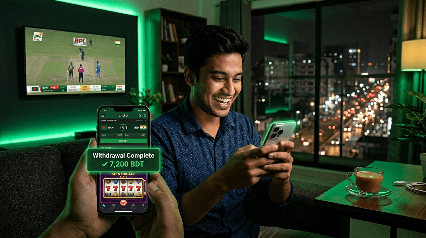 BD222 Review — The All-Rounder Platform That Actually Does Everything Well BD222 mobile gaming experience - Bangladeshi player enjoying cricket betting and casino slots with fast bKash withdrawal