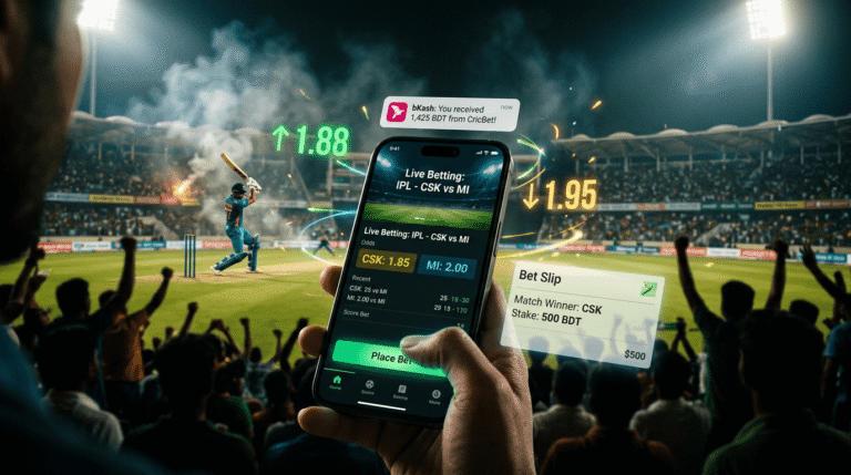 Cricket betting tips Bangladesh IPL BPL live odds smartphone TAKA Alliance sportsbook stadium floodlights