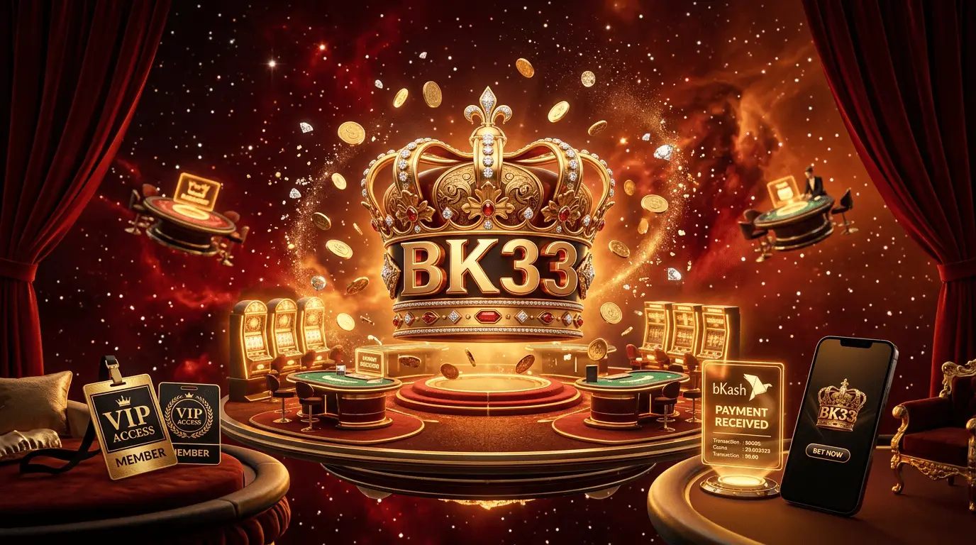 BK33 Bangladesh VIP casino - premium gold-themed gaming platform with 500+ exclusive slots and 150% welcome bonus