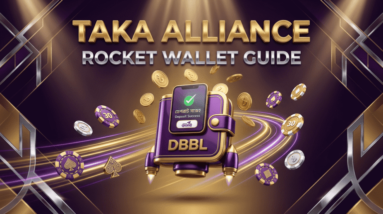 Rocket mobile wallet gaming guide banner — TAKA ALLIANCE DBBL wallet tested across 14 Bangladesh gaming platforms