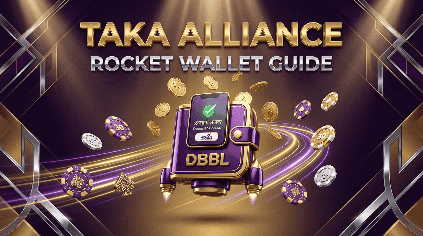 Rocket mobile wallet gaming guide banner — TAKA ALLIANCE DBBL wallet tested across 14 Bangladesh gaming platforms