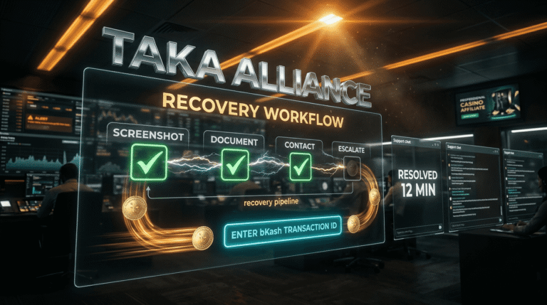 Payment errors fixes recovery workflow dashboard — TAKA ALLIANCE 4-step protocol resolved 12 minutes average across 180+ Bangladesh incidents
