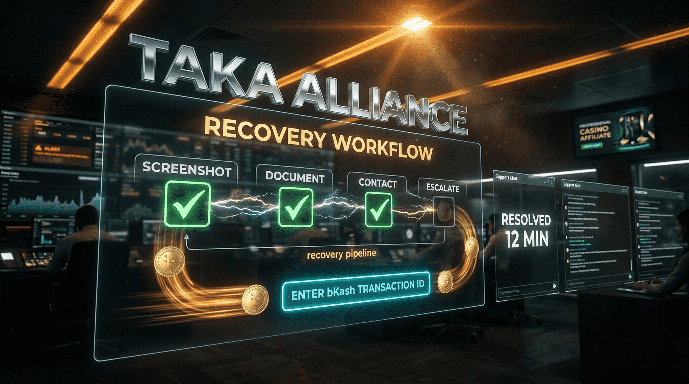 Payment errors fixes recovery workflow dashboard — TAKA ALLIANCE 4-step protocol resolved 12 minutes average across 180+ Bangladesh incidents