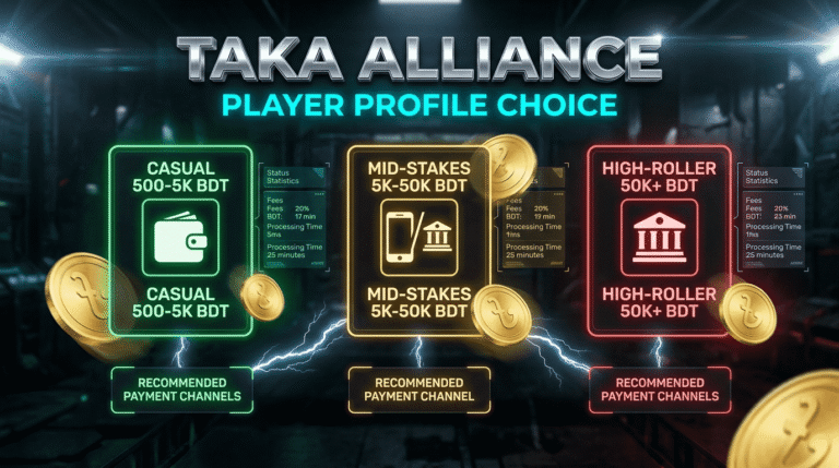 Mobile wallet vs bank transfer player profile dashboard — TAKA ALLIANCE 3 Bangladesh gaming profiles casual mid-stakes high-roller tested choice